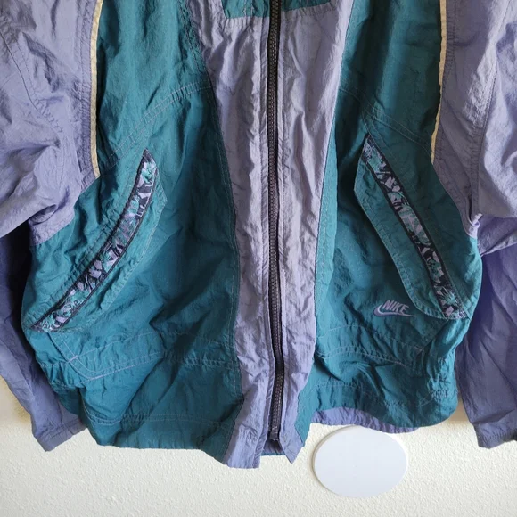 Vintage Nike Air Colorblock Purple Green Windbreaker Jacket Size Medium - Picture 3 of 8
